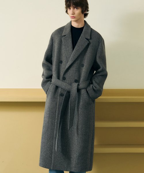 CHECK ROBE DOUBLE COAT [HERRINGBONE CHECK] | KRAZZY