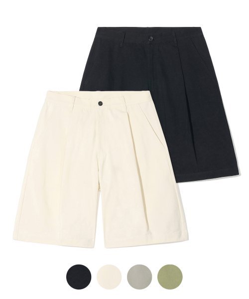 【2plan】Verse Pintuck Bermuda Patch Work Pants Karl Helmut Pants Patchwork Pants Color Block Pants