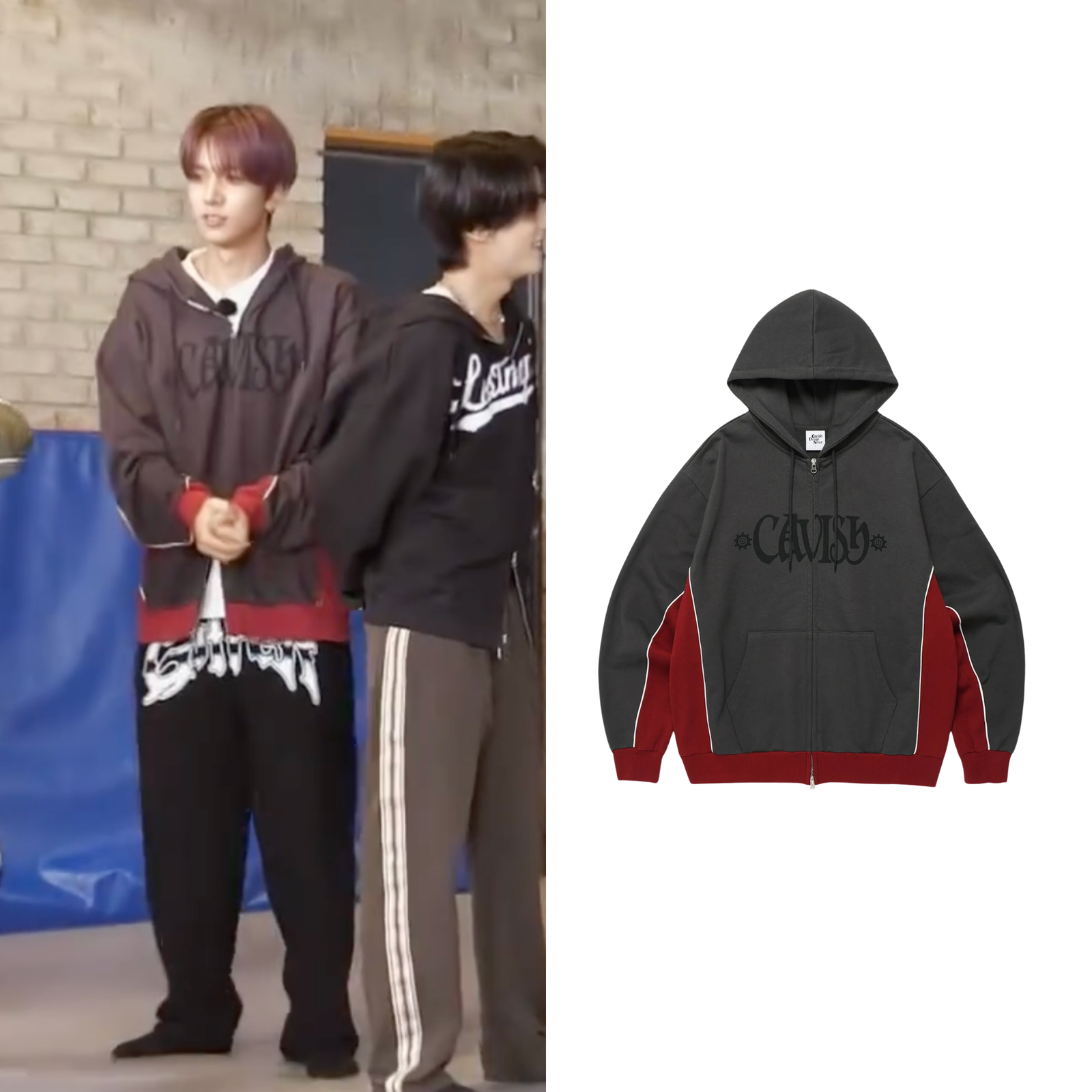 ENHYPEN-HEESEUNG]PIPING ZIP UP HOODIE CHARCOAL(CV2DFUM480A) | KRAZZY
