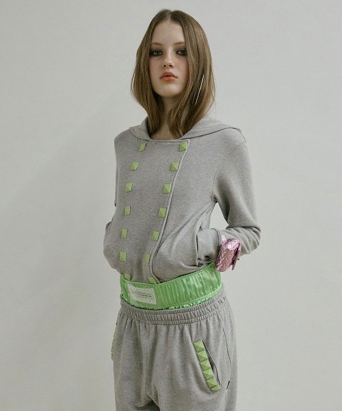 Napoleon Stud Hoodie Melange Gray | KRAZZY