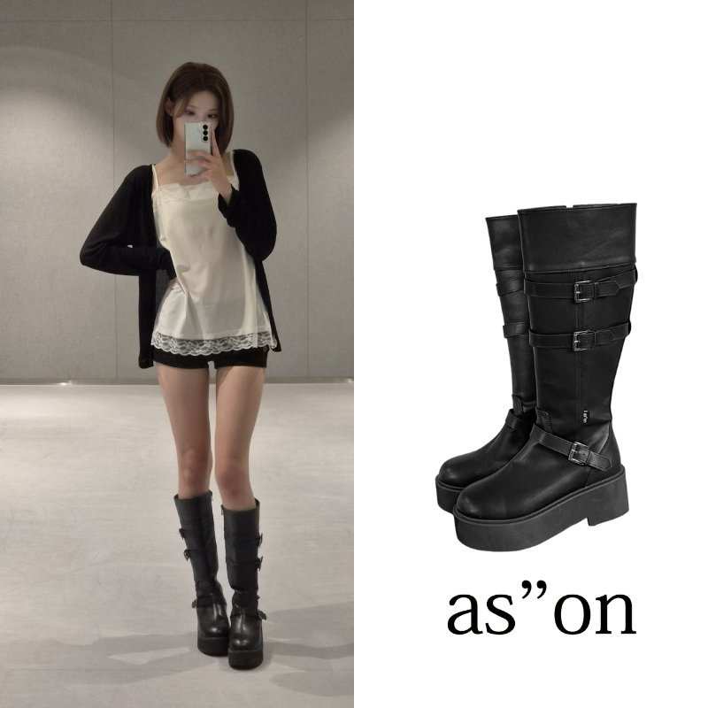 MAYA LONG BUCKLE BOOTS / BLACK